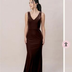 Revelry Dakota Velvet Mahogany Sleeveless Bridesmaid Dress